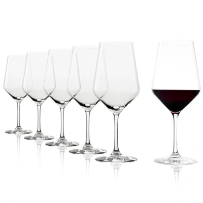 Bild av Stölzle Lausitz rödvinsglas Bordeaux Revolution 650 ml I set med 6 st ädelt kristallglas vinglas som kan diskas diskmaskin set, hållfast för många druvsorter
