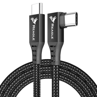 Bild av Reagle kabel 5 m för Oculus LINK SteamVR Quest 2 Meta USB C 3.2 Gen 10 Gbps 3A vinkelkontakt nylonnät kompatibel med Pico