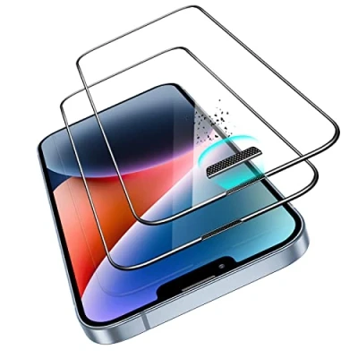 Bild av ESR Armorite skyddsfolie kompatibel med iPhone 14 Plus och 13 Pro Max, mycket robust härdat glas, praktisk orienteringsram, 2 stycken