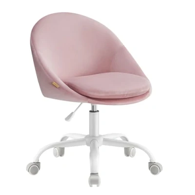Bild av SONGMICS Kontorsstol, Velvet Swivel Fåtölj, Komfortsits, Skumvaddering, höjdjusterbar, för kontor, sovrum, Candy Pink OBG020R02