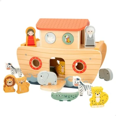 Bild av WOOMAX Wood Noahs Ark, Zookabee, Leksaksdjur, Snapplay, Spetsar, Figurer, Leksaker Barn 2 år, Utbildningsspel, Fin Motricitet, Sorteringsformer, FSC (47579)