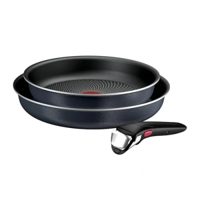 Bild av Tefal Ingenio Enjoy 3 delat set med avtagbart handtag, 24/28 cm, stapelbar, utrymmesbesparande, stekpanna induktion non stick tätning, enkel hantering och rengöring, L72390