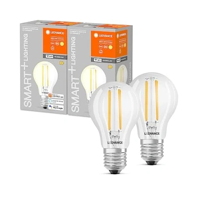 Bild av Ledvance Smart LED ljus med WiFi teknik, E27 bas, dimbar, varmvit (2700K), ersätter 60W glödlampor, kontrollerbar Alexa, Google Assistant och Samsung SmartThings, SMART+, 2 pack