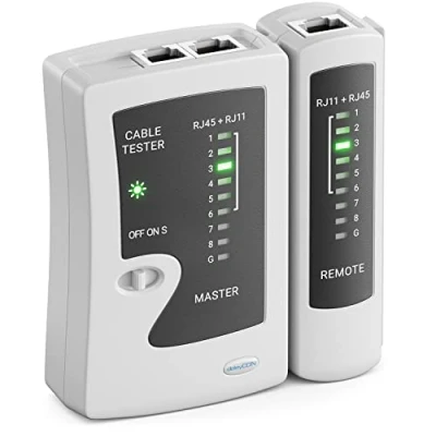 Bild av deleyCON Testare för Nätverkskabel RJ11 RJ12 RJ45 ISDN LAN Patchkabel CAT6 CAT7 CAT8 Kabel Kabelprovare Grå