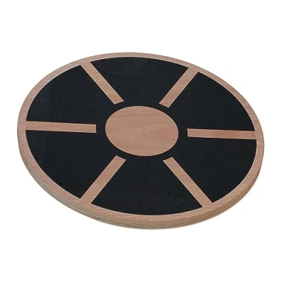 Bild av Relaxdays Balance Board, nybörjare och avancerad, H x D: 8 40 cm, balanstränare, av trä, natur/svart