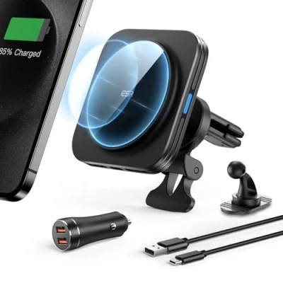 Bild av ESR HaloLock till MagSafe billaddare för bilmonteringsladdare [15 W snabbladdning], trådlös luftventil, magnetisk telefonbilmontering med laddare iPhone