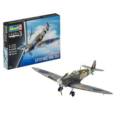 Bild av Revell modell kit flygplan 1:72 Spitfire Mk.IIa i skala 1:72, nivå 3, trogen reproduktion med många detaljer, 03953, 120 År