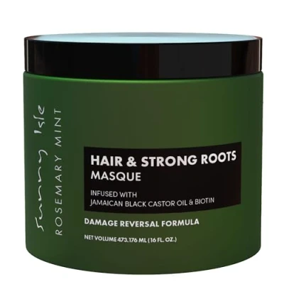Bild av Sunny Isle Rosmarin mint mask för hår och starka rötter 16oz infunderad med jamaicansk biotin svart ricinolja