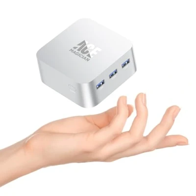 Bild av ACEMAGICIAN T8Plus Mini PC, 12:e generationen Alder Lake N100 PC (upp till 3,40 GHz), 16 GB LPDDR5 512 M.2 SSD Pocket dator med dubbel RJ45 4K HDMI*3 WiFi 5 Win11 för