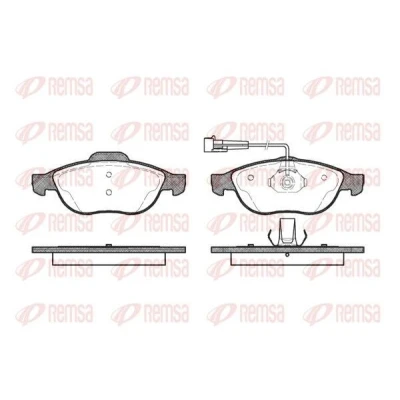 Bild av REMSA 0660.02 Jeu de plaquettes frein Essieu avant contact signal d&#039;usure inclus avec feuille collante accessoires, ressort