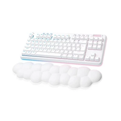 Bild av Logitech G G715 Trådlöst Speltangentbord med LIGHTSYNC RGB Belysning LJUSHASTIGHET, Taktila Brytare (GX Brown) och Handledsstöd för Tangentbord, PC Mac Kompatibel Vit Dimma