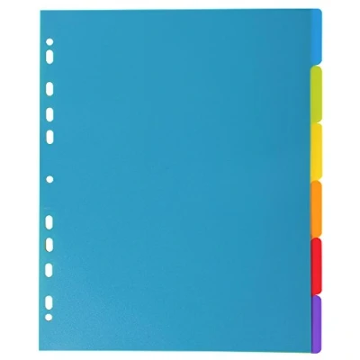 Bild av Exacompta Ref 3806E Halvgenomskinliga avdelare i polypropen med 6 neutrala Campus flikar Indexsida tryckfunktion Förvaringsformat A4 Genomskinliga färger