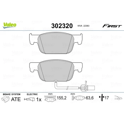Bild av VALEO 302320 Jeu de plaquettes frein Essieu avant contact signal d&#039;usure inclus avec tôle anti bruit AUDI: A4 B9 Avant, Allroad