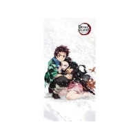 Bild av Halantex DEMON SLAYER Tanjiro och Nezuko Kamado strandhandduk för badstrand badrum 100 % bomull Storlek 70 x 140 cm