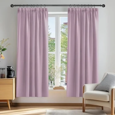 Bild av Deconovo mörkläggningsgardiner supermjuka värmeisolerade energibesparande pennveck för sovrum 132 x 228 cm ljusrosa 2 paneler