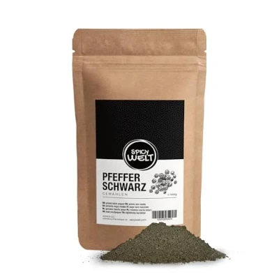 Bild av Spicy Welt Svartpeppar Pulver Mald (1kg) Premiumkvalitet Peppar för Soppor, Såser, Marinader &amp; Stekar Färsk, Finmald 100% Naturlig, Utan Tillsatser