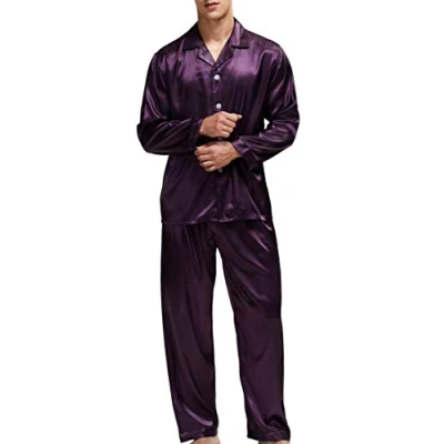 Bild av Sovkläder satin pyjamas set nattkläder myskläder, Lila, XL