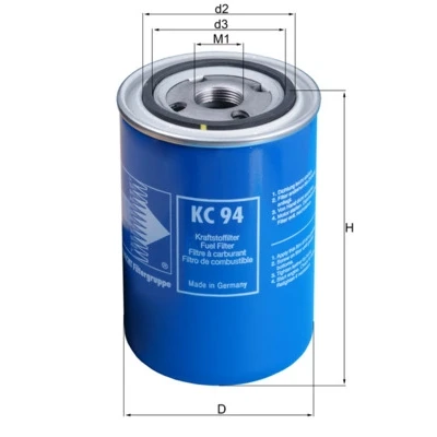 Bild av MAHLE ORIGINAL KC 94 Filtre à Carburant vissé SCANIA: 4 series, P,G,R,T series