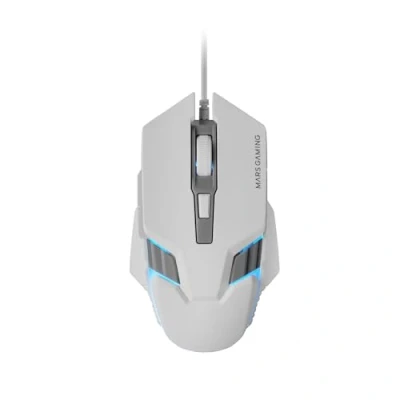 Bild av MARSGAMING MM024, Gamingmus RGB, Optisk Sensor 4000 DPI, Mekaniska Huano Switchar, RGB Flow Belysning, On the fly Justering 1200/2400 / 3200/4000 Multiplattforms Kompatibilitet, Vit