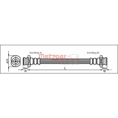 Bild av METZGER 4114732 Flexible De Frein 279 F10 x 1 SUZUKI: Vitara I SUV, Samurai Grand SUV