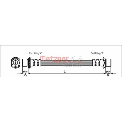 Bild av METZGER 4111421 Flexible De Frein 302 F10 x 1 TOYOTA: RAV4 II SUV, I SUV Cabriolet,