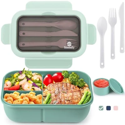 Bild av matlåda med fack i set, på 1 250 ml för barn/vuxna, lunchlåda, frukostburk, brödlåda, matlåda,