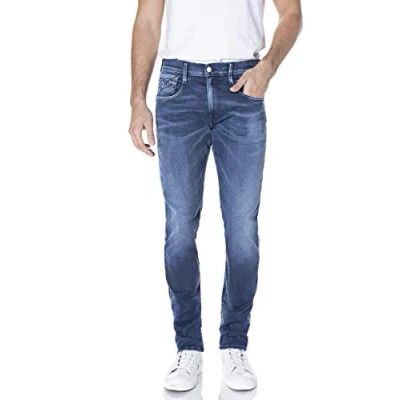 Bild av Replay Herren Jeans Anbass Slim Fit Hyperflex White Shades mit Stretch, Blau (Medium Blue 009), 29W / 34L