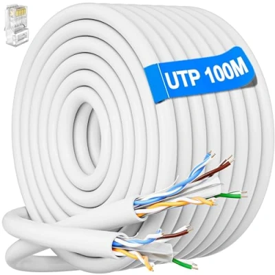 Bild av Lan Kabel 100m Utomhus, Cat 6 Extra Lång Ethernet 100 Meter Utomhus Internetkabel Hög Hastighet UTP 23AWG Externt Bulk Nätverk Gigabit Linje Väderbeständig