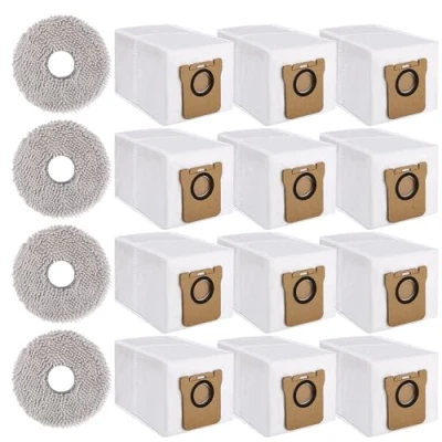 Bild av SOBEAU 12 stycken dammpåsar för Dreame L10s Ultra/L20 Ultra/L10 Ultra, 4 mopp torkdukar L20 Ultra/L10s 2,5 l stor kapacitet dammsugarpåsar ersättning