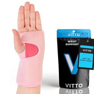 Bild av VITTO Handledsstöd handbandage handled för senskidinflammation, karpaltunnelsyndrom och atros (vänster rosa, M)