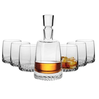 Bild av KROSNO Whisky glasögon och Karaff Set 1 x 950 ml kristallkaraff &amp; 6 300 Fjord samlingen Perfekt för hem, restauranger fester present till en finsmakare