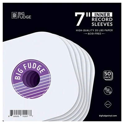 Bild av Big Fudge Vinyl Record Inner Sleeves 50x Made from Heavyweight &amp; Acid Free Paper Album Covers with Round Corners for Easy Insert Slim Jackets to Protect your LPs Singles 7&quot;