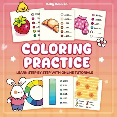 Bild av Coloring Practice Book for Adults: Master Blending, Shading &amp; Patterns with Fun Exercise: A Creative Workbook to Improve Your Skills ... Swatches, Blending Techniques Cute Designs