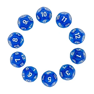 Bild av Lahviuu Tärning, 10 st d12 polyester tärningar Dice Set Vieleck för Dungeon och Dragons Pathfinder DND RPG MTG 20 mm transparent blå