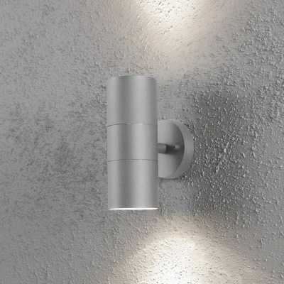 Bild av Konstsmide Utomhusbelysning Modena Stor Upp Och Ner Utomhusvägglampa / 2 X 35 W Gu10 Max Vägglampa Klarglaslins Ip44 Utomhus Ljusgrå