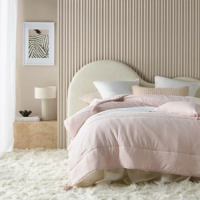 Bild av ROOM99 Noemi elegant överkast i puderrosa, 220 x 240 cm, mångsidig, filt som sängöverkast eller sofföverkast, för säng och soffa, täcke, stil, perfekt sängspread