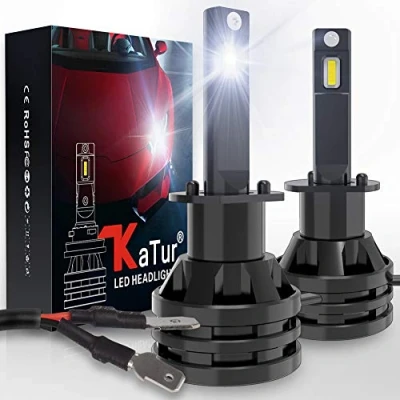 Bild av KATUR H1 Led StråLkastarlampor Minidesign Uppgraderad Chips Extremt Ljusstarka 12000 Lumen VattentäT Allt I Ett StråLkastarkonverteringssats 55w 6500k Xenon Vit 2 åRs Garanti