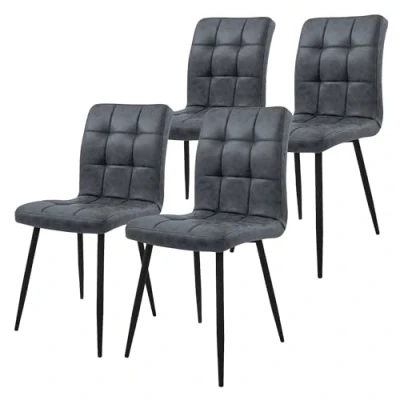 Bild av ML Design matsalsstolar set om 4, antracit, köksstol av konstläder, vardagsrumsstol med ryggstöd, stoppad stol metallben, ergonomisk för matbord, matsalsstol köksstolar
