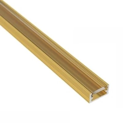 Bild av ledomec LED ALU profil smal list (14 x 7 mm) i guld med lock (2 m klart fodral)
