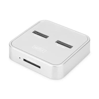 Bild av DIGITUS USB Type C 3.1 Dual M.2 NVMe &amp; mSATA SSD dockningsstation modul typ 22110, 2280, 2260, 2242 M/B+M Key SD Express kortläsare 10 Gbit/s upp till 2x 4 TB Vit