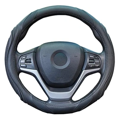 Bild av rattskydd för bil i läder, Sportage Universal, storlek M 3738 cm/14,515 tum, halkfritt, material som andas, svart