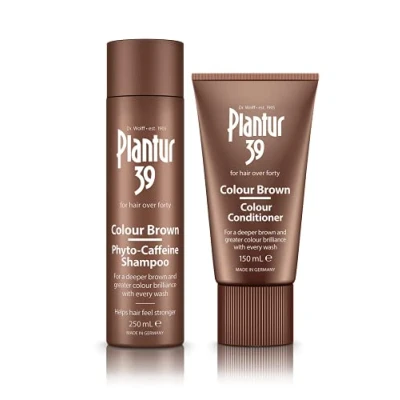 Bild av Plantur 39 Caffeine Shampoo and Conditioner Set for Brown Hair Döljer hårlinjen förebygger och minskar håravfall Unik formel som stödjer hårväxten 250 ml schampo 150 balsam