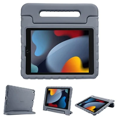 Bild av ProCase Barnfodral med Kickstand för iPad 10,2 tum/iPad Pro 10,5 Air 3 d tum, ultralätt stötsäker robust barnskyddande fodral konverterbart handtag stativ funktion grå
