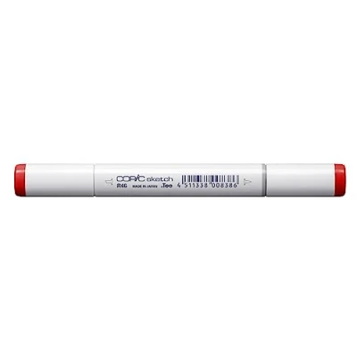 Bild av COPIC Skissmarkör typ R 46, stark röd, professionell penselmarkör, med en superpenselspets och medelbrun spets
