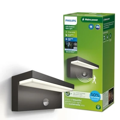Bild av Philips LED utomhusvägglampa Bustan UE, sensor, 4 000 K