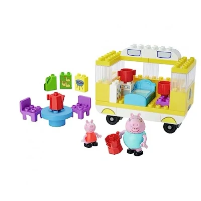 Bild av BIG Bloxx Peppa Pig Camper Peppa&#039;s Campingbil, byggset, set bestående av Peppa, Papa och Camper, 52 delar, för barn från 18 månader
