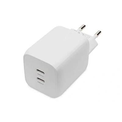 Bild av DIGITUS Universell GaN laddare 65 W 2 Port USB C Snabbladdare med strömförsörjning (PD 3.0) För iPhone, iPad, Samsung Galaxy, Pixel, Xiaomi, Motorola, Huawei Vit