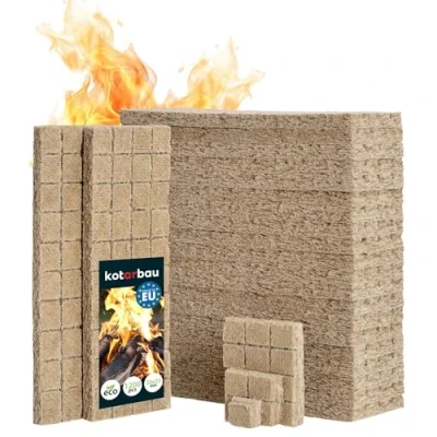 Bild av Cubes Allume feu cheminée en laine de bois 1200 pièces pour un allumage rapide dans la cheminée, le gril KOTARBAU®