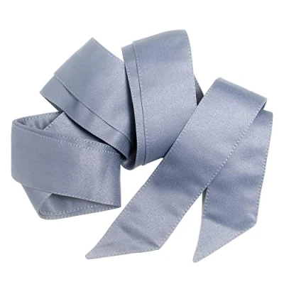 Bild av Maya Deluxe dambälte damer satäng skärp midja knytband rosett tillbehör för brudtärnor brud bröllop bal kväll tillfälle, Blå (Dusty blå), L XL