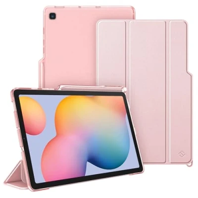 Bild av FINTIE Fodral för Samsung Galaxy Tab S6 Lite 10,4 tum 2022/2020 (SM P613 / P619 P610 P615) [pennförvaring] matt genomskinligt fodral, tunt och lätt hopfällbart roséguld